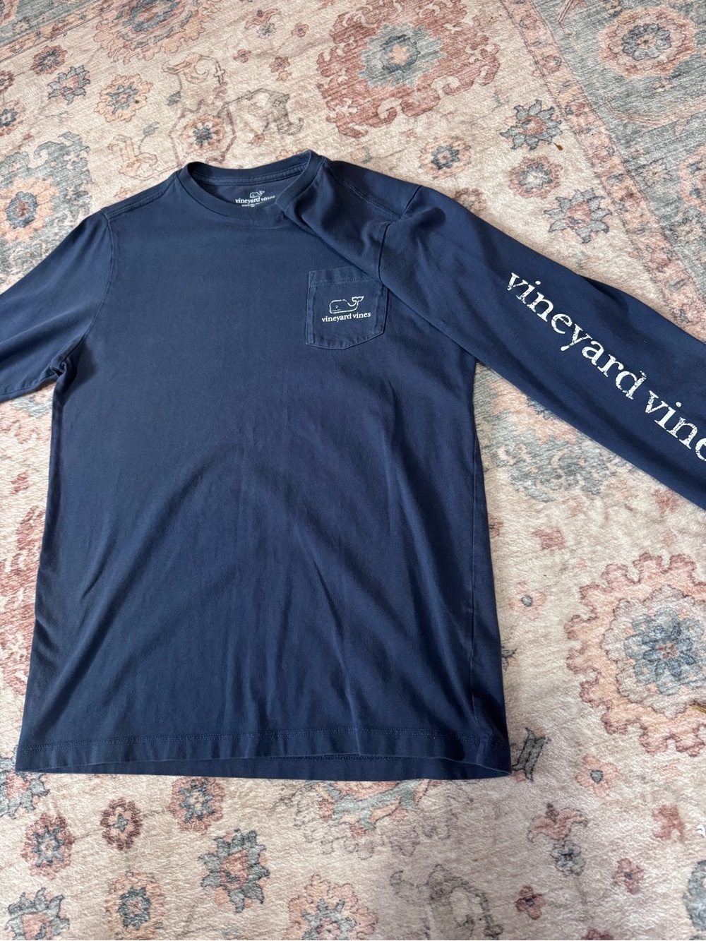 Vineyard Vines Blue Long Sleeve Whale Pocket Tee Youth Medium 12-14